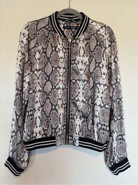 Blanc Noir Sport Snakeskin Sporty Baseball Jacket Large